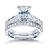 Radiant-cut Moissanite Bridal Set with Round-Brilliant Diamond 1 1/2 CTW 14k White Gold